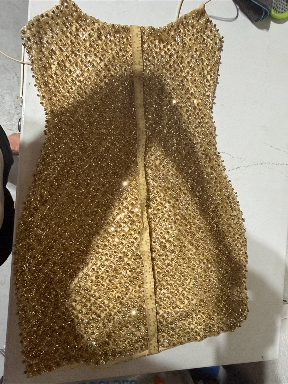 Oh Polly Gold Beaded Mini Dress - Picture 3 of 3